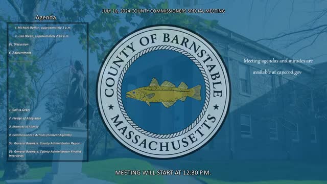 Thumbnail image for Barnstable County Commissioners 7-10-2024 Special Meeting