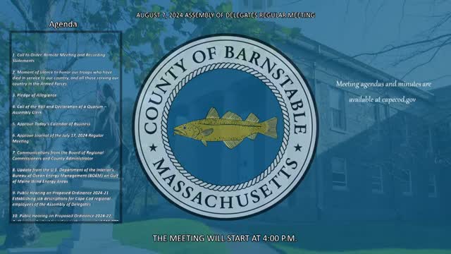 Thumbnail image for Barnstable County Assembly of Delegates 8-7-2024
