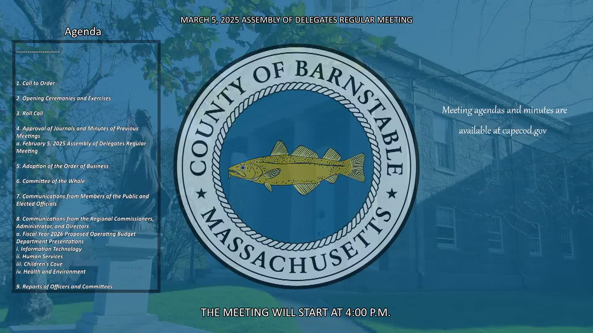 Thumbnail image for Barnstable County Assembly of Delegates 3-5-2025