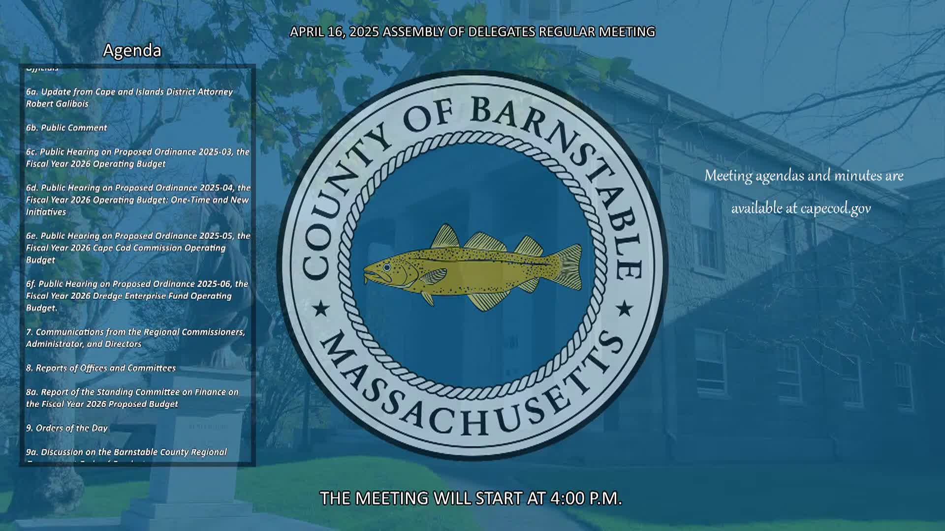 Thumbnail image for Barnstable County Assembly of Delegates 4-16-2025