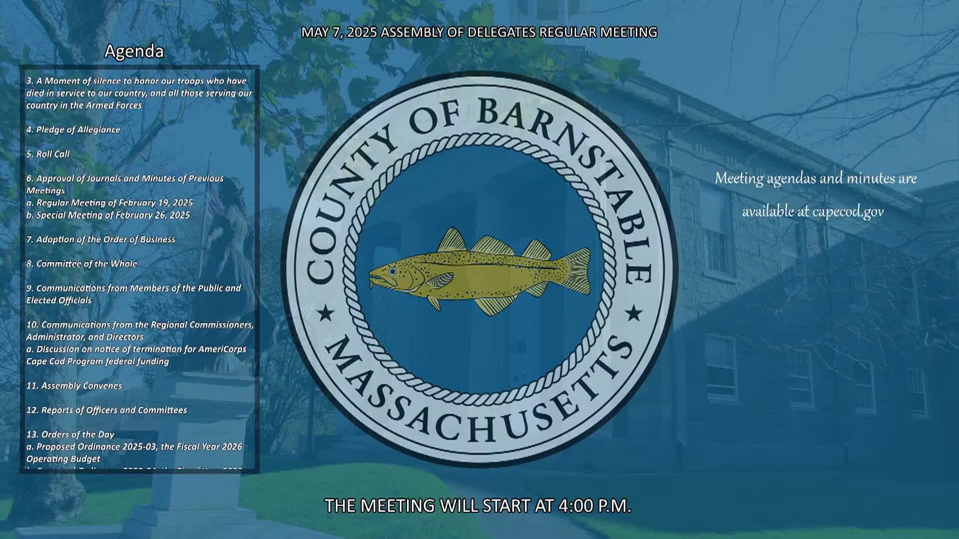 Thumbnail image for Barnstable County Assembly of Delegates 5-7-2025