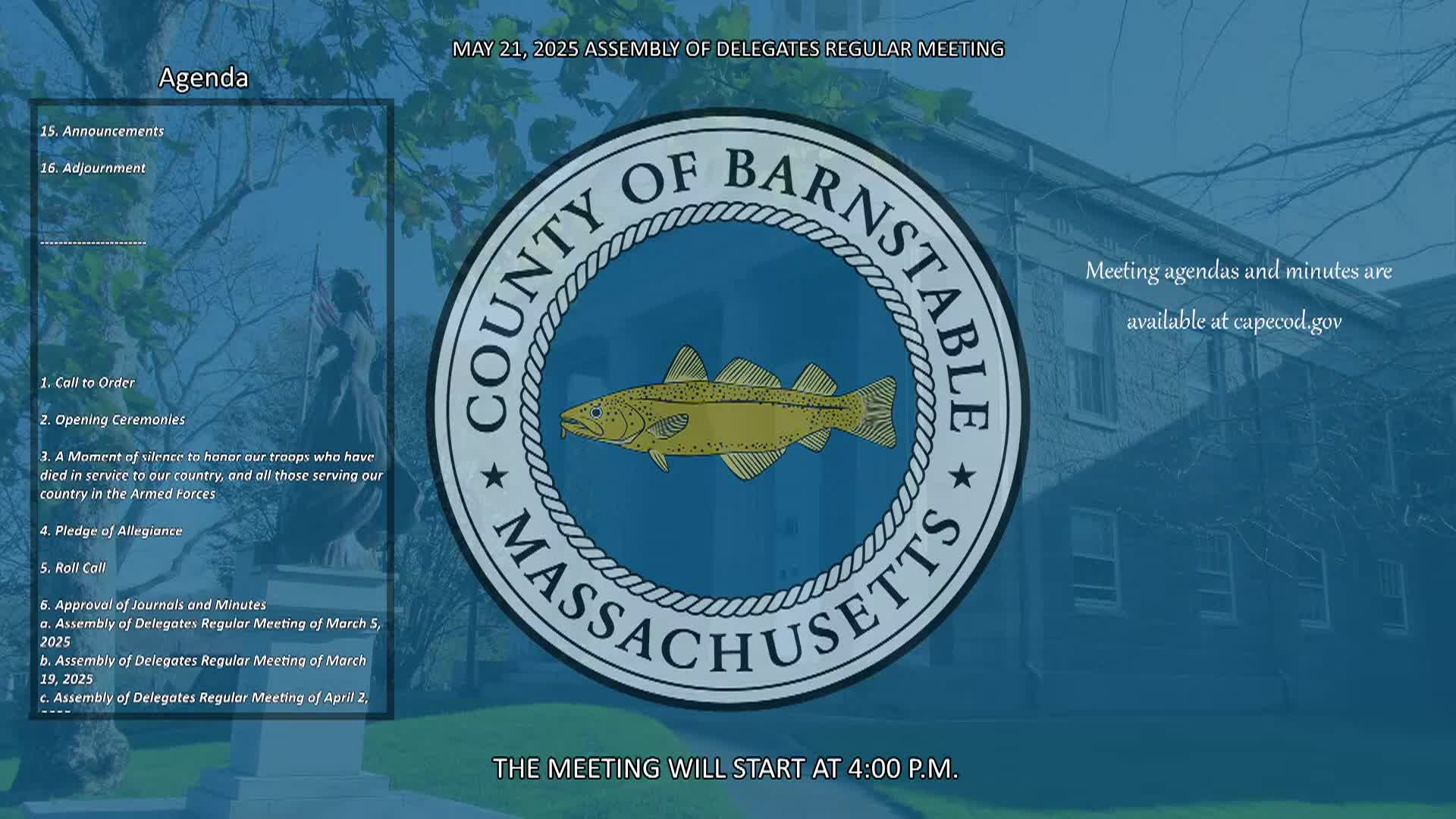Thumbnail image for Barnstable County Assembly of Delegates 5-21-2025