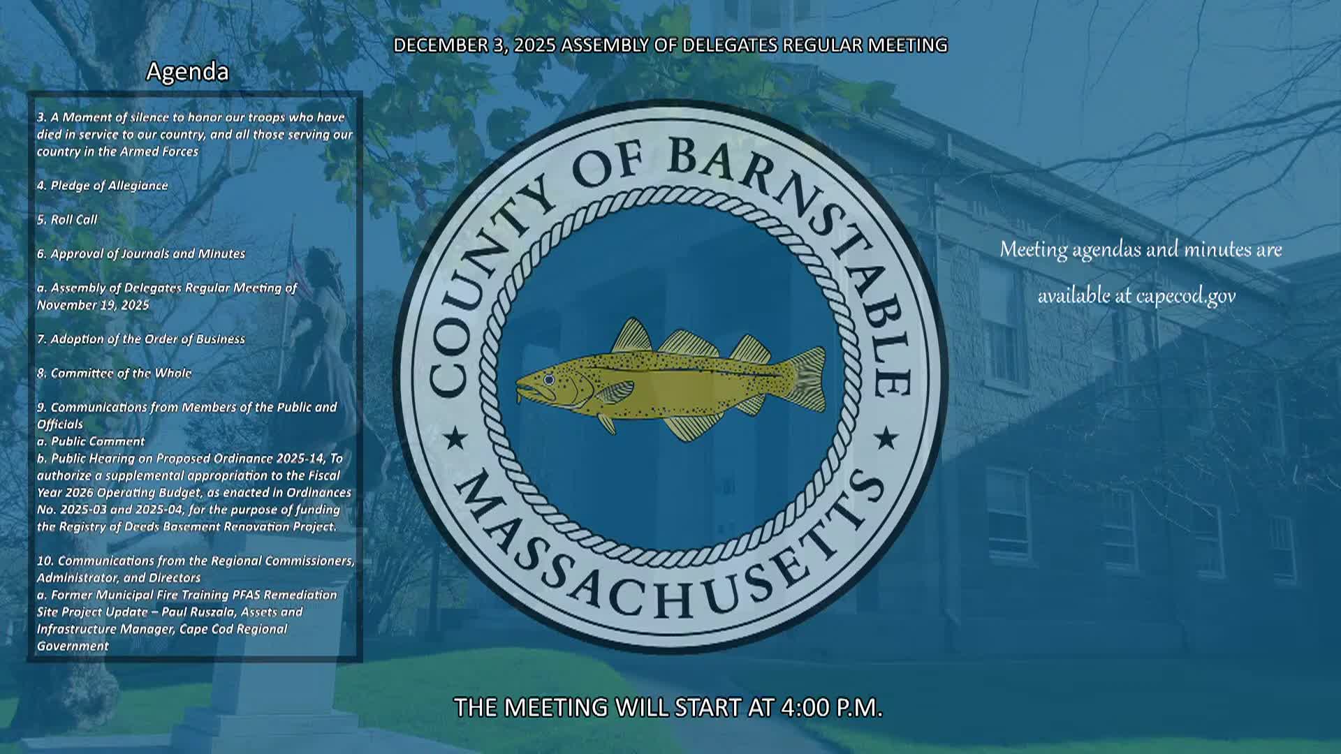 Barnstable County Assembly of Delegates 12-3-2025