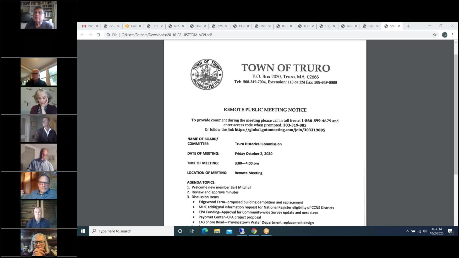 Thumbnail image for Historical Commission 10-2-2020