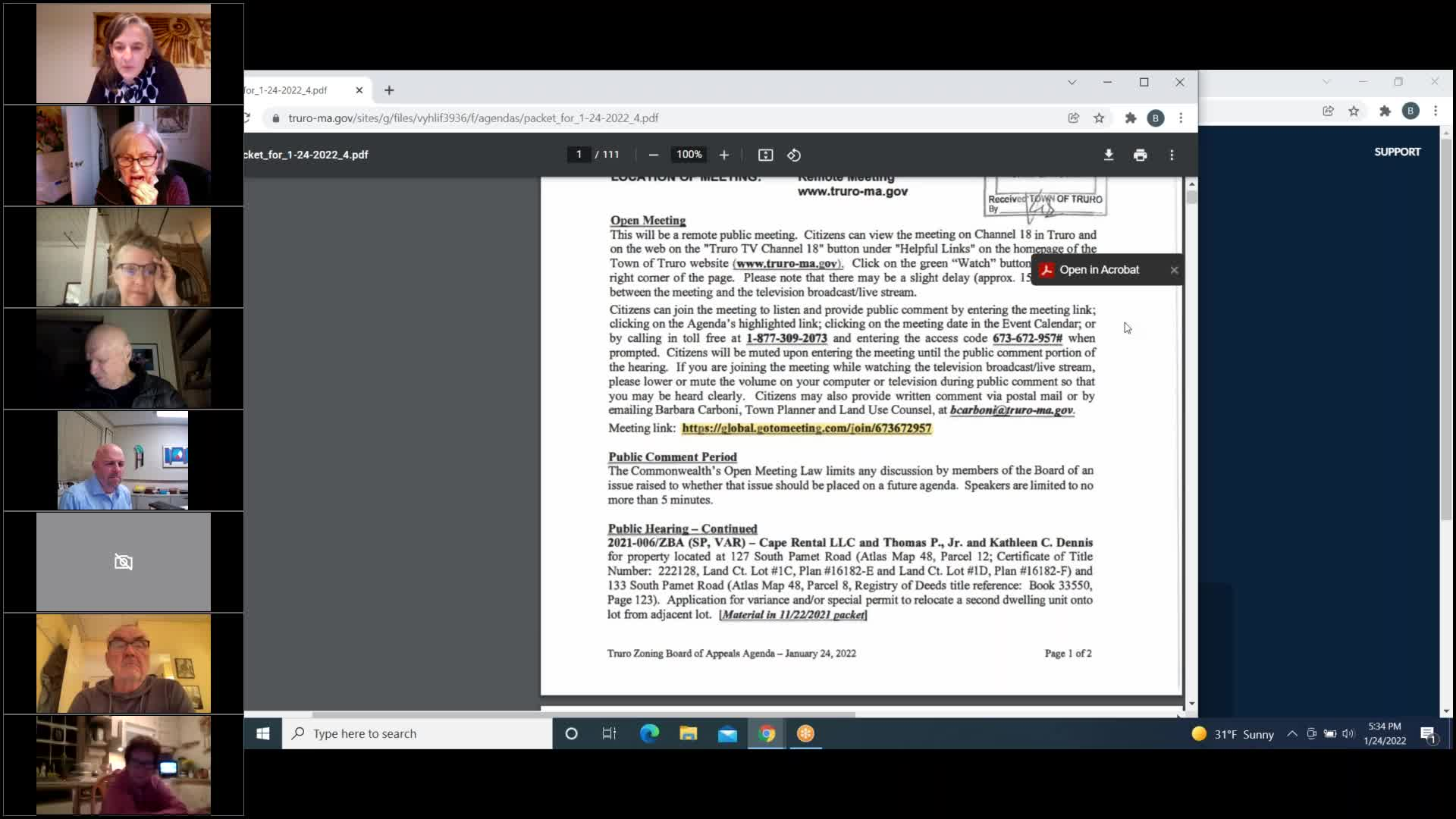 Thumbnail image for Zoning Board of Appeals 1-24-2022