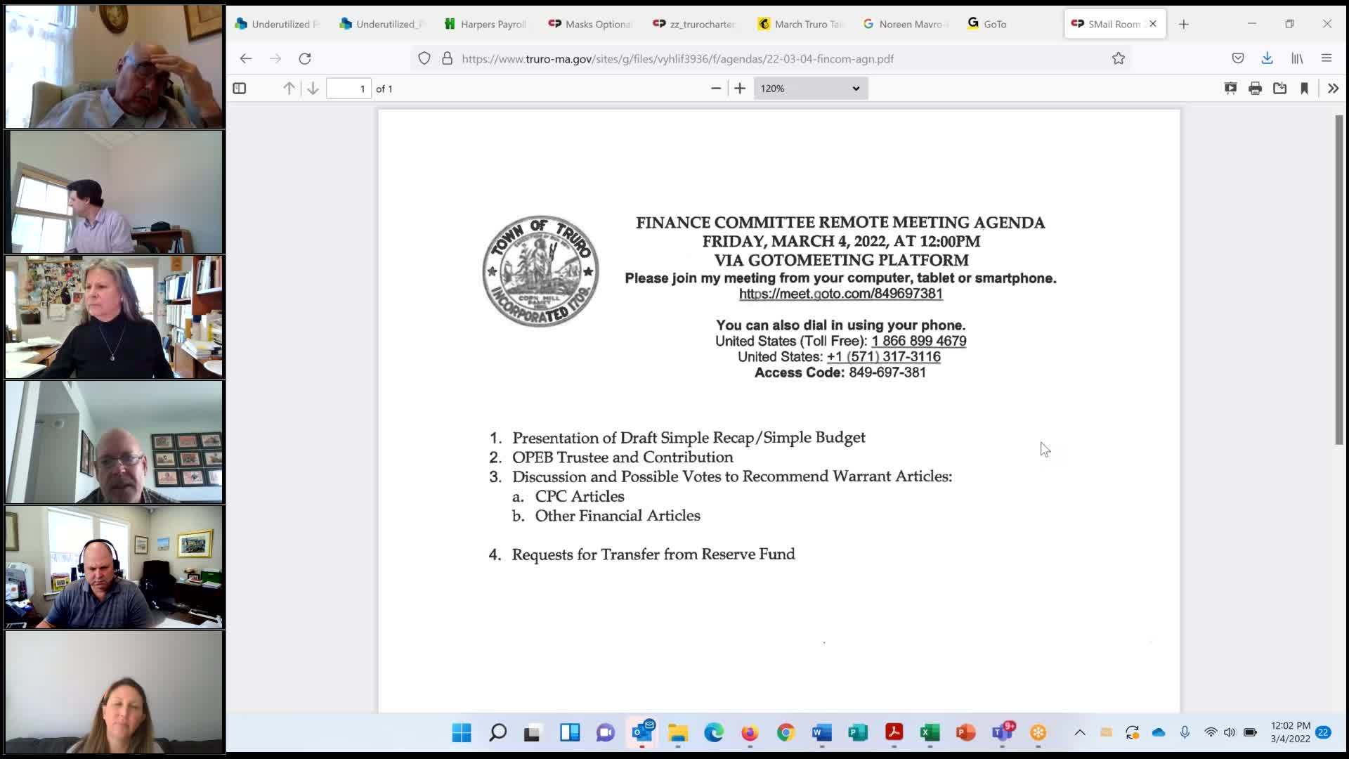 Thumbnail image for Finance Committee 3-4-2022