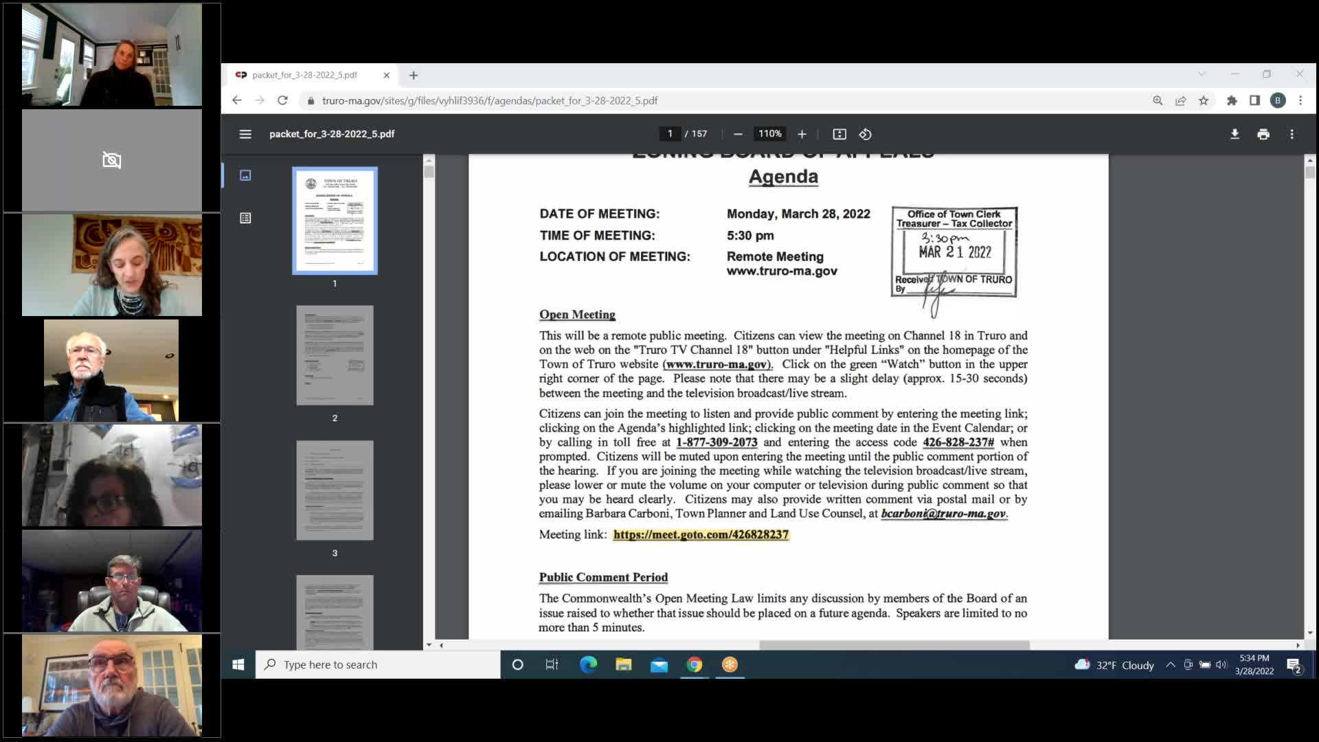 Thumbnail image for Zoning Board of Appeals 3-28-2022