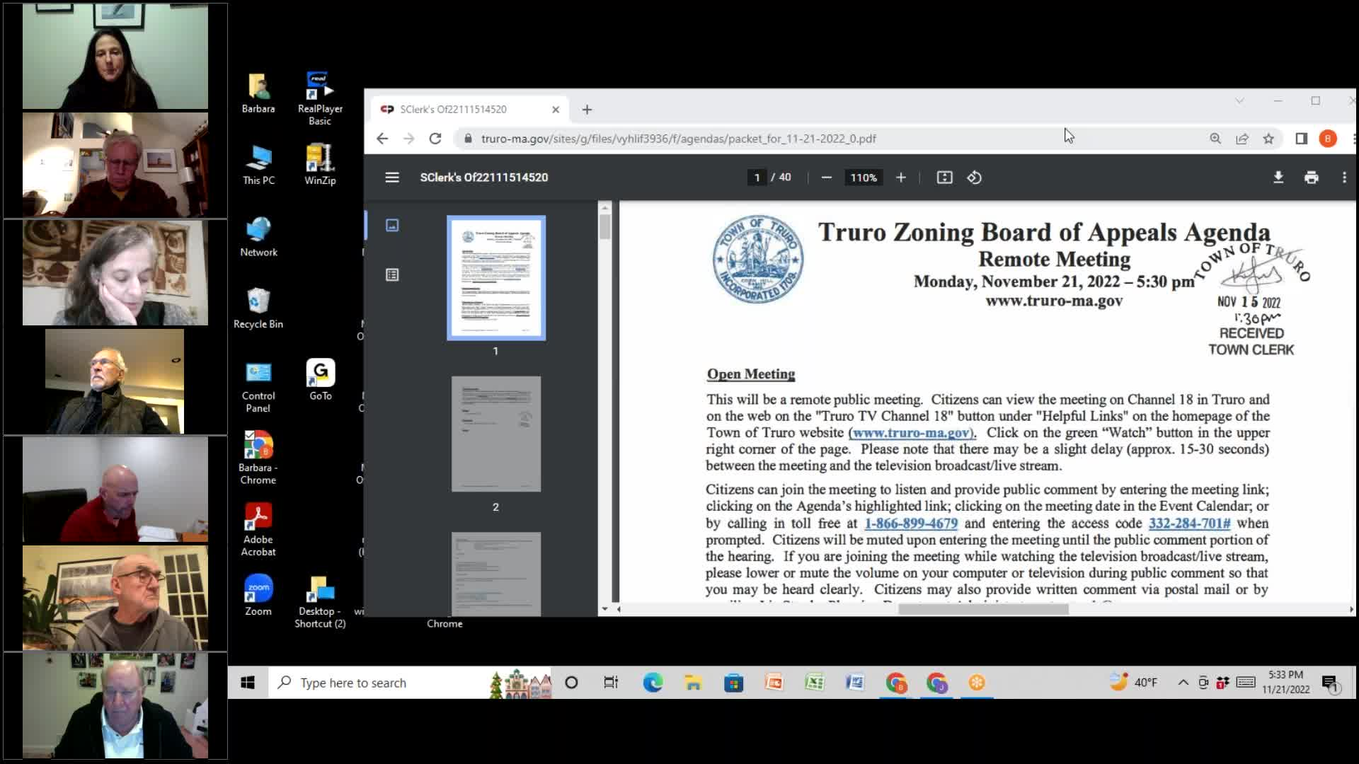 Thumbnail image for Zoning Board of Appeals 11-21-2022