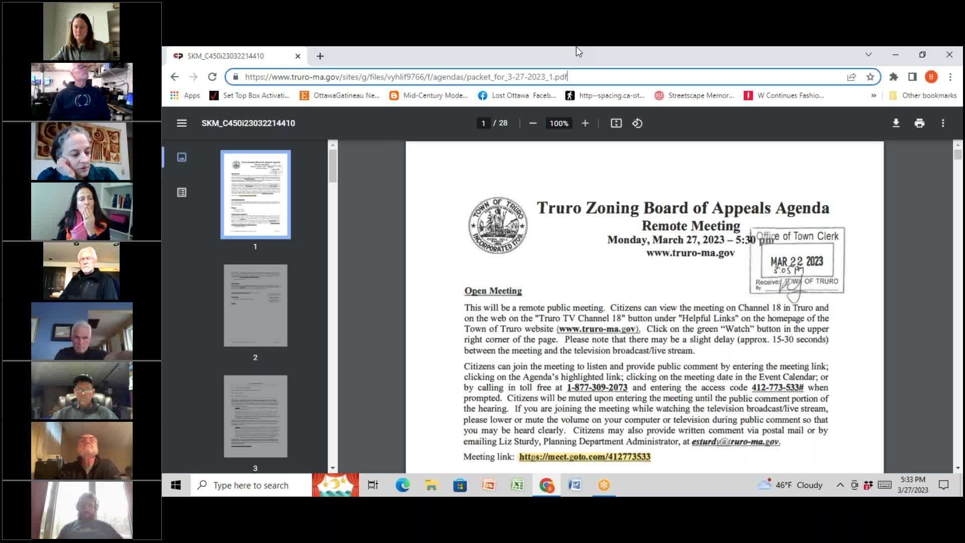 Thumbnail image for Zoning Board of Appeals 3-27-2023
