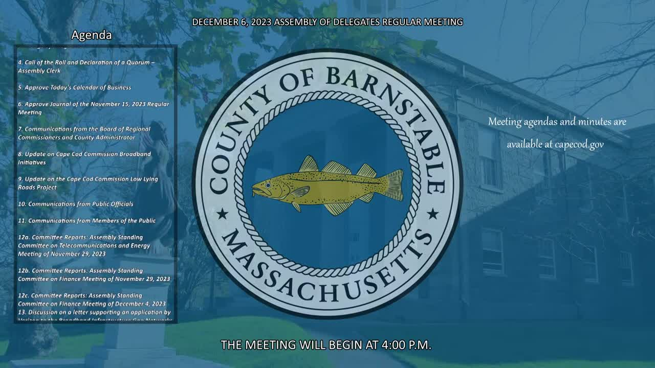 Thumbnail image for Barnstable County Assembly of Delegates 12-6-2023