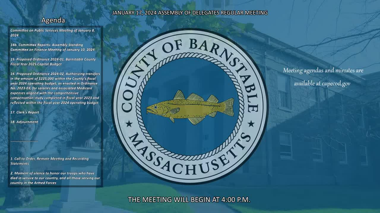 Thumbnail image for Barnstable County Assembly of Delegates 1-17-2024