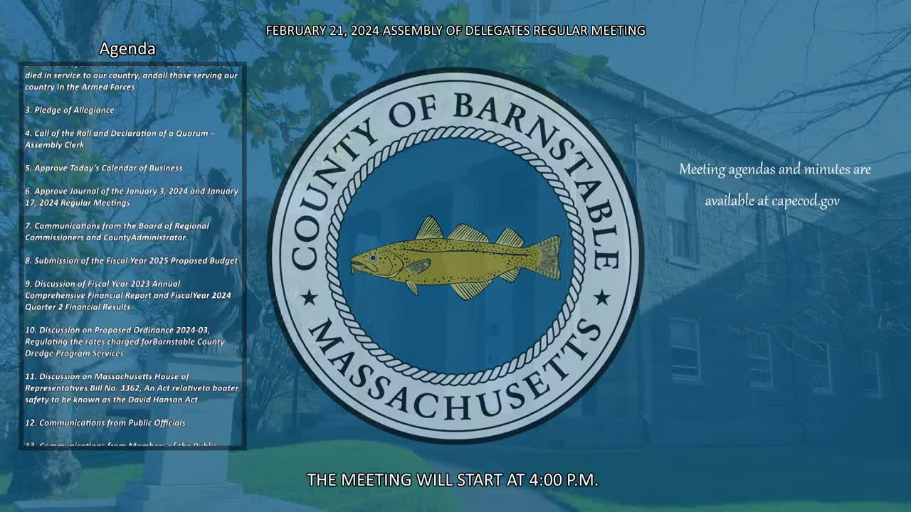 Thumbnail image for Barnstable County Assembly of Delegates 2-21-2024