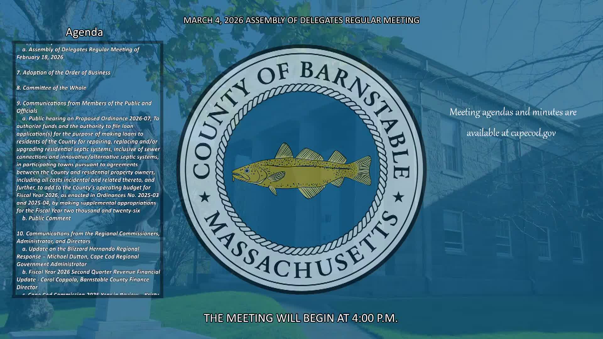 Thumbnail image for Barnstable County Assembly of Delegates 3-4-2026