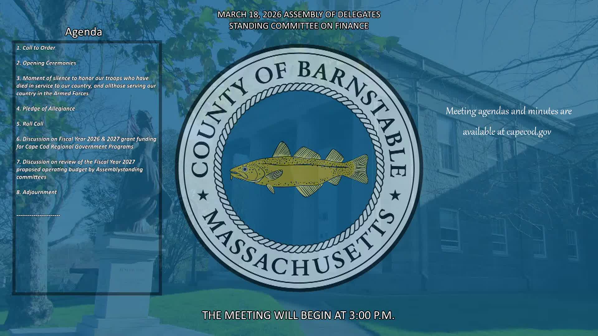 Thumbnail image for Barnstable County Assembly of Delegates 3-18-2026